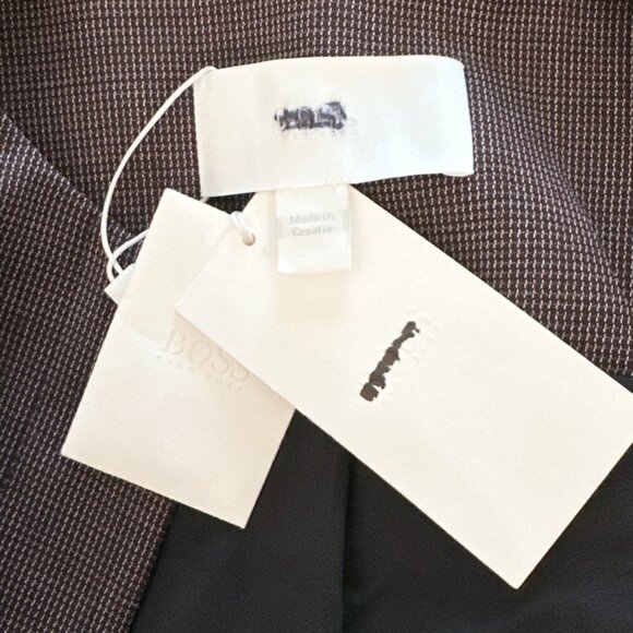 Hugo Boss Jokile Grenadine Fantasy Microcheck Collarless Blazer Jacket NWT New 0 - Picture 7 of 8